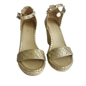 Marc Fisher Silver Espadrille Wedge Sandals